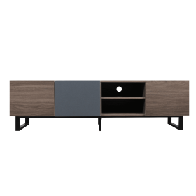 Modern TV Stand with 3 Cabinets & Open Shelves