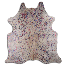 ACID WASHED HAIR ON COWHIDE COLORFUL METALLIC ON WHITE