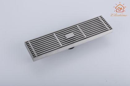 Eleshine Shower Drain 12 inch, Professional Brushed SUS-304 Stainless Steel Shower Drain, Deodorant Floor Drain