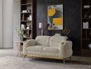 Zoe Modern style Loveseat made with wood and Gold accents in Cream same as B009P303217 (G is CA inventory, B is NJ inventory)