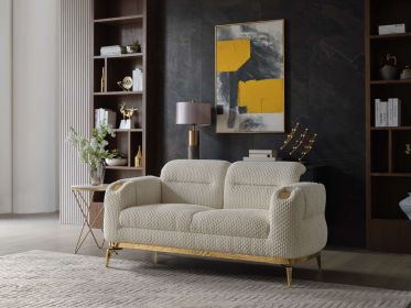 Zoe Modern style Loveseat made with wood and Gold accents in Cream same as B009P303217 (G is CA inventory, B is NJ inventory)