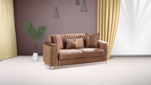 Luna Modern Style Loveseat in Copper