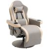 HOMCOM Manual Recliner Armchair, Lounge Chair with Adjustable Leg Rest, 135Â° Reclining Function, 360Â° Swivel, Cup Holder & Storage Pocket, Gray
