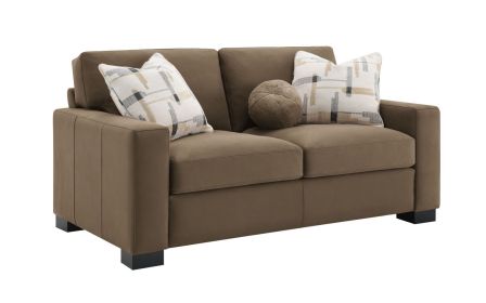 Darya Brown Suede Fabric Loveseat w/3 Pillows