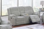 1pc Motion Loveseat Ash Color Fur Like Corduroy Living Room Reclining Couch Plush Textured Seat