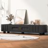 U-Can Modern TV Stand for TVs up to 80 Inches, Entertainment Center with Glass Door