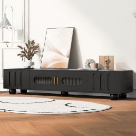 U-Can Modern TV Stand for TVs up to 80 Inches, Entertainment Center with Glass Door