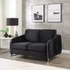 Hathaway 54" Black Velvet Modern Chic Loveseat Couch
