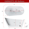Glossy Acrylic Freestanding Soaking Bathtub with Chrome Overflow and Drain, cUPC Certified - 59*30.75 22A04-60