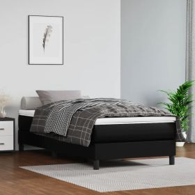 Bed Frame without Mattress Black Twin Faux Leather (US Only)