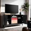 Fireplace TV Stand with 18" Electric Fireplace, Mid Century Modern Entertainment Center with Drawer and Shelf