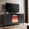 Fireplace TV Stand with 18" Electric Fireplace, Mid Century Modern Entertainment Center with Drawer and Shelf