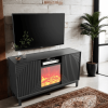 Fireplace TV Stand with 18" Electric Fireplace, Mid Century Modern Entertainment Center with Drawer and Shelf