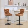 A&A Furniture,Aged and Retro PU Swivel Barstools Adjusatble Seat Height from 26-33 Inch, Modern Bar Stools with Backs Comfortable Tufted for Home Pub
