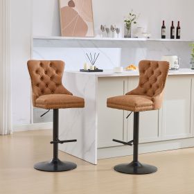 A&A Furniture,Aged and Retro PU Swivel Barstools Adjusatble Seat Height from 26-33 Inch, Modern Bar Stools with Backs Comfortable Tufted for Home Pub