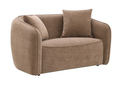 Keith Brown Chenille Loveseat with 2 Matching Color Toss Pillows