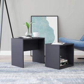 Coffee Table Set Gray 18.9"x11.8"x17.7" Engineered Wood