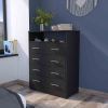 Four Drawer Dresser Wuju, One Shelf, Black Wengue Finish