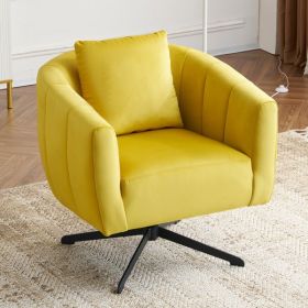 360Â° Swivel Accent Chair, Modern Velvet Fabric Living Room Armchair, Comfy Wide Upholstered with Fluffy Cushion and Metal Legs