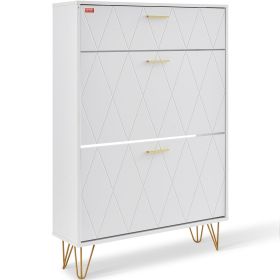 VEVOR Shoe Cabinet with 3 Flip Drawers, Shoe Storage Cabinet for Entryway, Free Standing Shoe Storage Organizer for Heels, Boots, Slippers in Hallway,