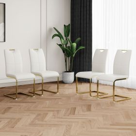 Modern Dining Chairs with Faux Leather Padded Seat Dining Living Room Chairs Upholstered Chair with gold Metal Legs Design for Kitchen, Living