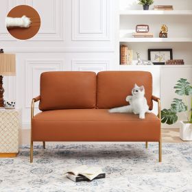 Small Sofa Seater Pet Friendly Fabric Upholstered Loveseat 2-seater Couch with Removable Back Cushion and Metal Leg