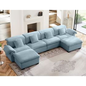 Oversized LargeU Shaped Couch, U Shaped Sectional Cloud Sofa , Sectional Cocuh with Storage Seats and Storage Ottomans