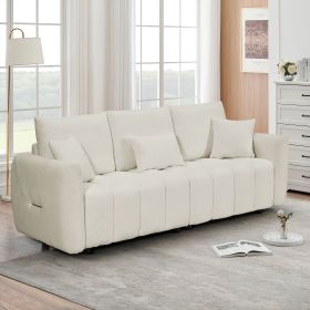 80.7 inch premium Teddy fabric sofa with 3 back pillows and 3 back cushions Solid wood frame 3 seat sofa with oversized upholstered chair for living r