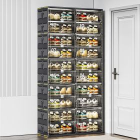 10 Tiers 40 Pairs Hard Plastic Shoe Storage Organizer Cabinet for Entryway, Large Stackable Collapsible Sneaker Shoe Box Organizer for Closet