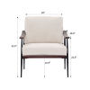 Modern Accent Chair, Mid Century Modern Accent Chairs, Linen Fabric Arm Chair with Wood Armrests, Upholstered Leisure Chair for Living Room, Bedroom,