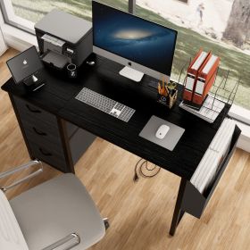 47.3"office desk with power outlet,3 drawers,Large Side Pocket, Desk Easy to Assemble,Frame stability Reversible, for home desk, computer desk