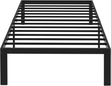 Twin Size Bed Frame, 14 Inch Platform Bed No Box Spring Needed, Sturdy Metal Bed Frame Twin Size, Storage Space Under The Bed Heavy Duty Frame Bed