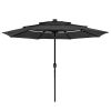 10Ft 3-Tiers 32LEDS Patio Umbrella Beige