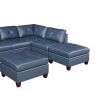 Contemporary Genuine Leather 1pc Ottoman Ink Blue Living Room Furniture