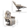 HOMCOM Manual Recliner Armchair, Lounge Chair with Adjustable Leg Rest, 135Â° Reclining Function, 360Â° Swivel, Cup Holder & Storage Pocket, Gray