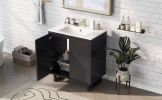 [Cabinet Only] 30" Bathroom vanity, black(Sink not included)