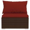 12 Piece Patio Lounge Set with Cushions Poly Rattan Brown