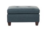 Contemporary Genuine Leather 1pc Ottoman Ink Blue Living Room Furniture