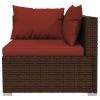 12 Piece Patio Lounge Set with Cushions Poly Rattan Brown