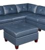 Contemporary Genuine Leather 1pc Ottoman Ink Blue Living Room Furniture