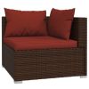 12 Piece Patio Lounge Set with Cushions Poly Rattan Brown