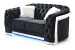 Elegant Black Loveseat With Flared Arms