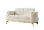 Zoe Modern style Loveseat made with wood and Gold accents in Cream same as B009P303217 (G is CA inventory, B is NJ inventory)