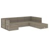 7 Piece Patio Lounge Set with Cushions Gray Poly Rattan