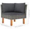 5 Piece Patio Lounge Set with Cushions Poly Rattan Gray