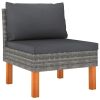 5 Piece Patio Lounge Set with Cushions Poly Rattan Gray