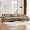 Super Comfort Oversized Modular Velvet Sectional Sofa Couch with Movable Ottoman,Corner Sectional with Bolstered Armrests, Deep Seat Cloud Couch