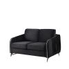 Hathaway 54" Black Velvet Modern Chic Loveseat Couch
