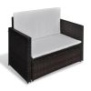 Patio Sofa Poly Rattan Brown