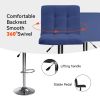 Bar Stools 1 Set of 2, Counter Height Bar Stools, Square Cushion Bar Stools with Back, Footstool, Cafe, Blue, 2 pieces
